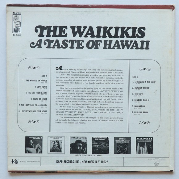 The Waikikis A Taste Of Hawaii 1966 Hawaiian 12" Vinyl LP Record Mono KL-1484 -G - Picture 2 of 9